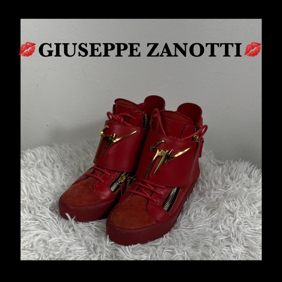 💋GIUSEPPE ZANOTTI Red High-Top Sneakers - Picture 1 of 10